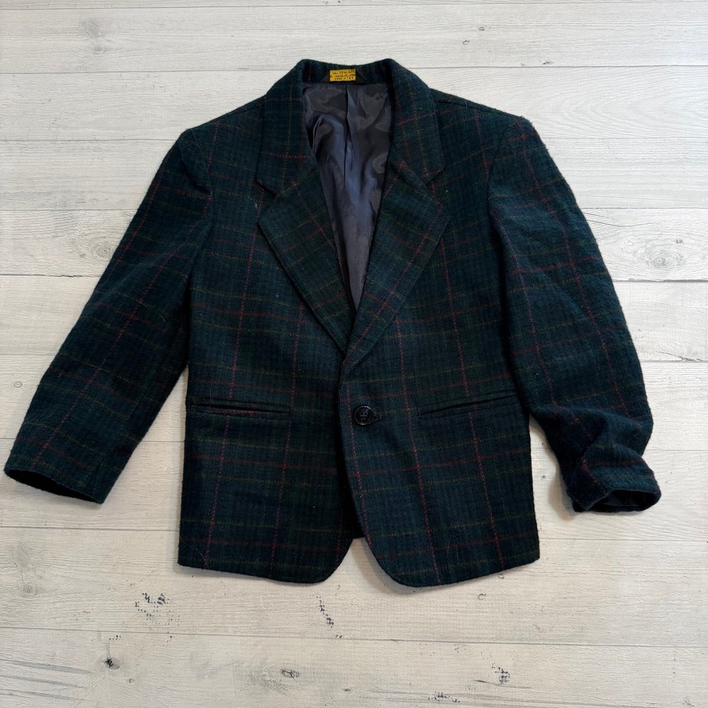 TFW Kidz green red plaid‎ blazer jacket